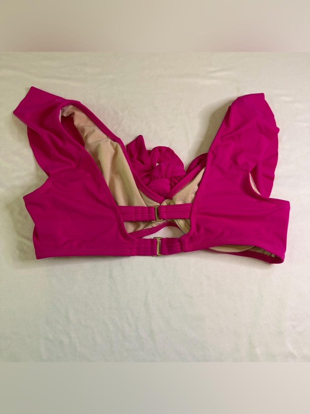 Swimsuits For All Pink Tie Front Bikini Top 16 D/DD Ruffle Sleeve Supportive - Picture 2 of 4